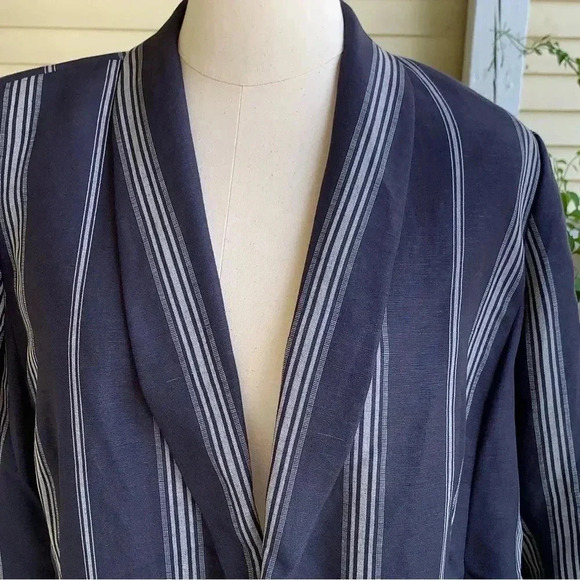 Lane Bryant Blazer Jacket Linen Rayon Blend Blue Plus Sz 26 *Missing Button - Picture 5 of 9